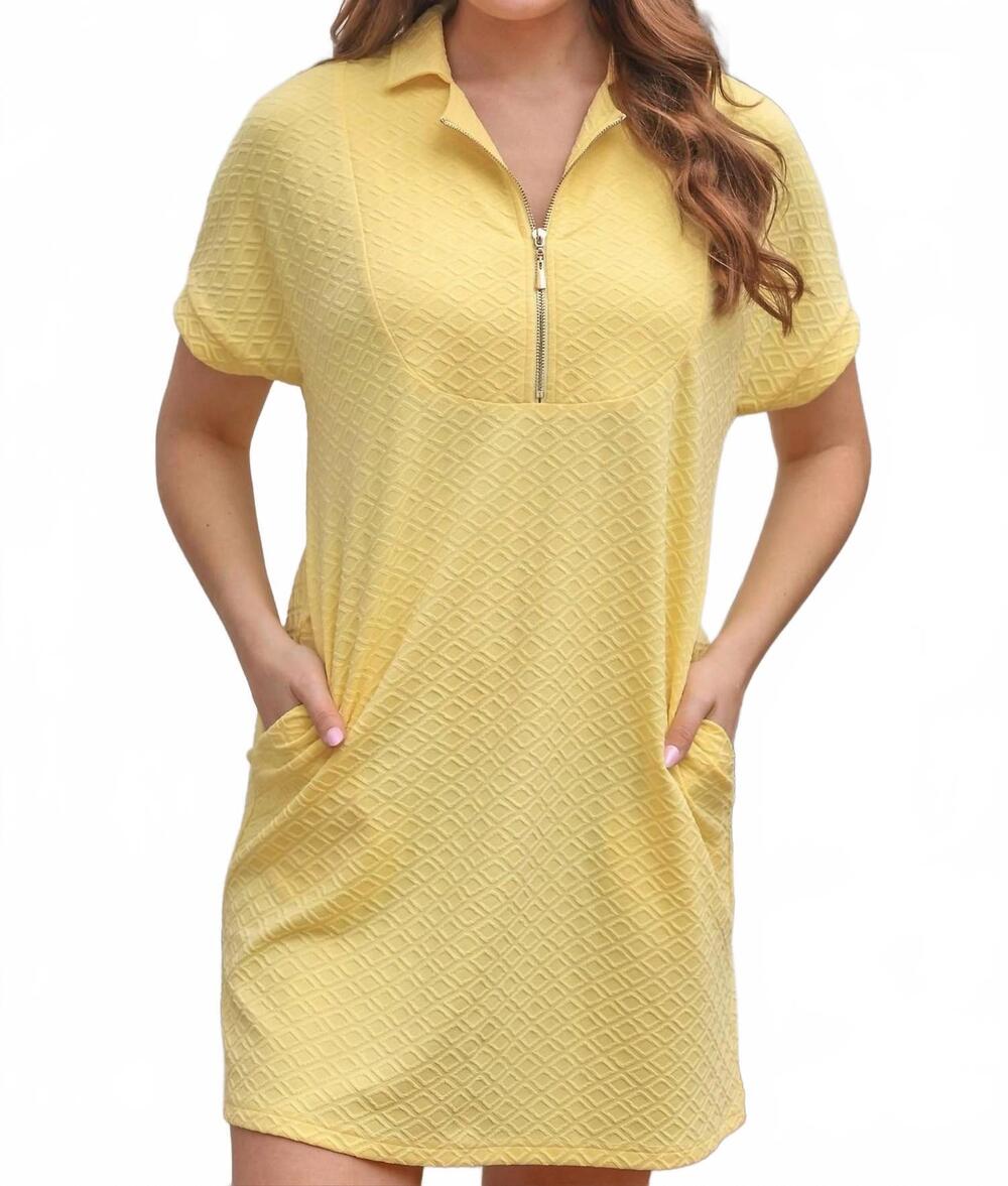 NEW JESS LEA ezra textured zipper dress in butter yellow